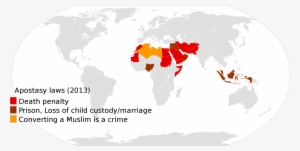 Penalties For Apostasy In Some Muslim-majority Countries - World Map