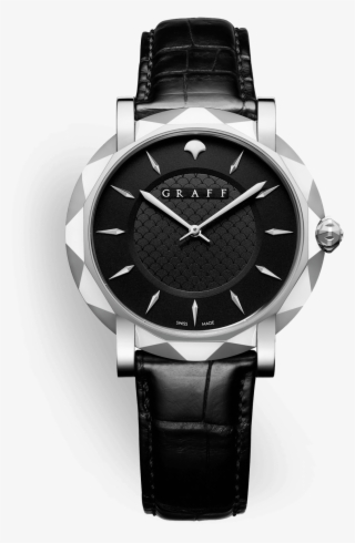 A Graffstar Slim 43mm Men's Platinum Watch With Black - Watch