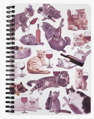 Cats With Wine Spiral Notebook - Tabby Cat