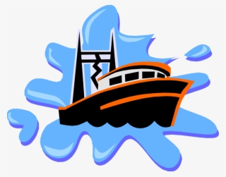 Vector Illustration Of Commercial Fishing Trawler Boat - Anchor Images For Kids