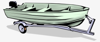 Vector Illustration Of Motorboat Aluminum Fishing Boat - Boat On Trailer Clipart