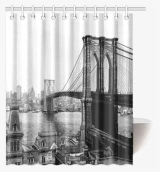 Brooklyn Bridge Over East River And Surrounding Ar - Curtain