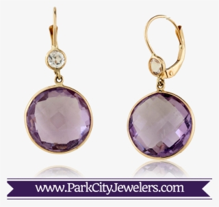 Amethyst Circle And Quartz Accented Drop Earrings - Gold Ring Colour Stone