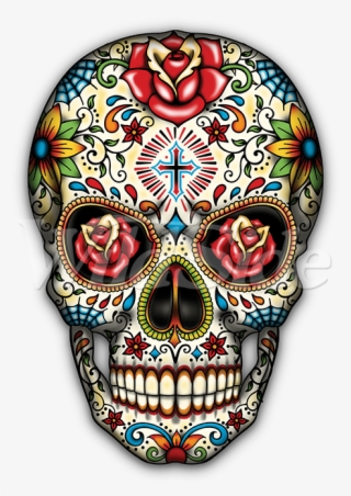 Sugar Skull With Roses - Calavera Dia De Muertos Tattoo