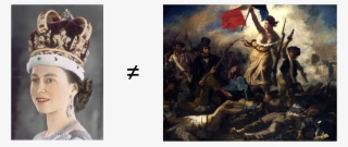 Queen Elizabeth Ii And Liberty Leading The People,