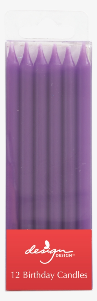 12 Purple Slim Candles - Wood