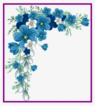 Rose Flower Design Corner Rose Flower Design Png Unbelievable - Blue Flower Border Design