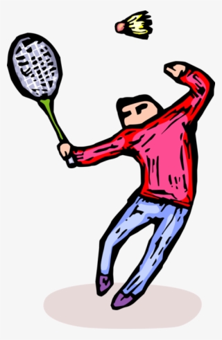 Vector Illustration Of Sport Of Badminton Player Swings