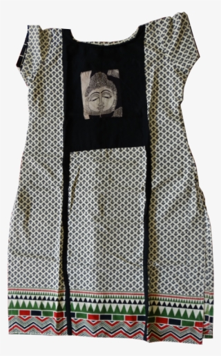 Grey Kurti With Buddha Design - One-piece Garment