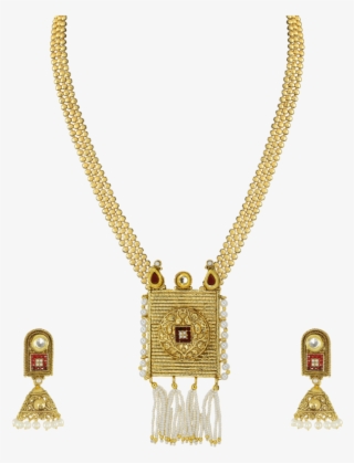 Womens Gold Plated Pearl Necklace Set - Necklace