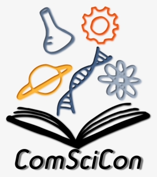 Comscicon Logo Showing An Open Book With A Beaker And - Comscicon 2018