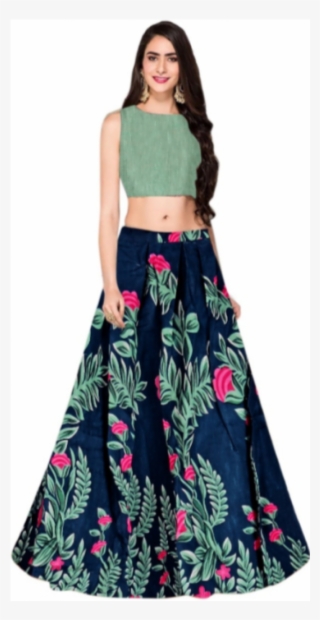 Floral Print Lehenga With Crop Top