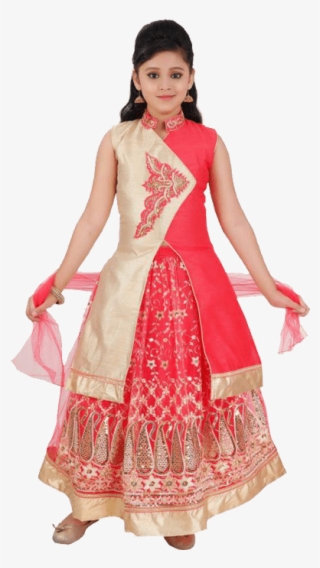 Saarah Girls Lehenga Choli Ethnic Wear Self Design - Silk