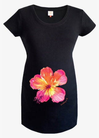 Gooseberry Pink Tropical Flower Maternity Top In Black - Begonia