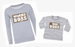 Mummy And Mini Boss Leopard Print Heather Grey Matching - Long-sleeved T-shirt