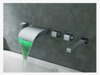Wall Mount Led Waterfall Bathtub Faucet With Hand-held - Torneiras De Parede Led