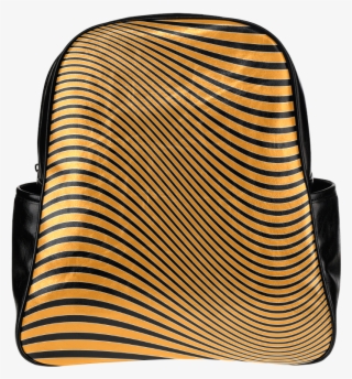 Orange And Black Wavy Lines Multi-pockets Backpack - Handbag