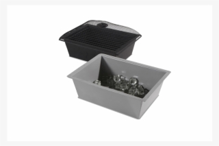 Fire Pit With Ice Cooler X 2 Grey Cast Aluminium 45x46x35cm - Drawer