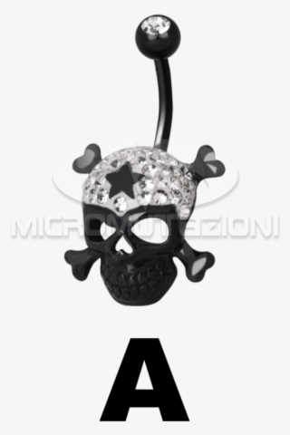 Gloss Finish Cross Bones Black Steel Banabell Navel - Cartoon
