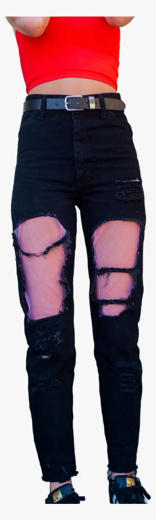 High-rise Black Fishnet Jeans