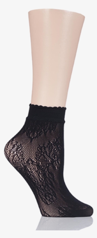 1 Pair Elle Fishnet Socks Scalloped Top Product Image - Sock