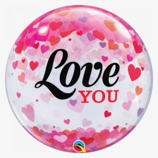 Love You Confetti Heart Foil Balloon - 54604 Qualatex