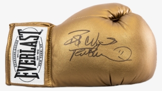 Frank Bruno Signed Gold Everlast Boxing Glove - Anthony Joshua Signed Glove