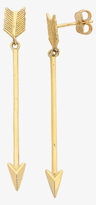 Yellow Gold Arrow Drop Earrings - Ruler