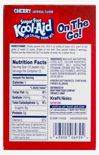Kool Aid Clipart Cherry - Kool Aid Powder Nutrition Label