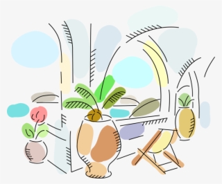 Vector Illustration Of Tropical Beach Resort Balcony