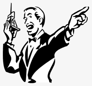 Vector Illustration Of Prize Fighting Boxing Ring Announcer - Microphone Clip Art