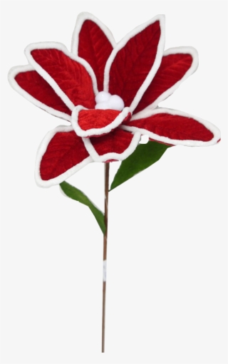 Felt Red Poinsettia With White Piping - Artificial Flower