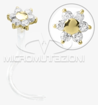Bioplast® Nose Stud With 18k Gold And Swarovski Flower - Illustration