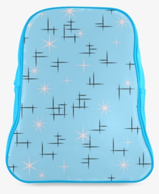 Abstract Lines And Pink Stars On Baby Blue Retro School - Illustration