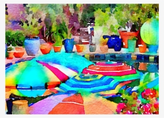 Beach Umbrella 102d Notecard - Painting