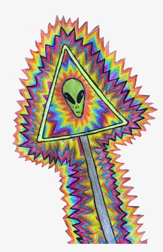 Trippy Tumblr Alien Aesthetic Red Orange Yellow Green - Illustration