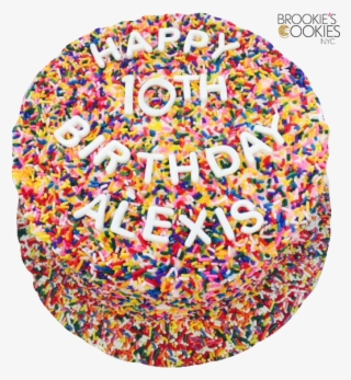 Multi-colored Sprinkle With Fondant Writing - Circle