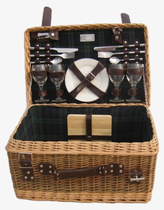 Full Buff And Rustic Willow With Two Leatherette Straps - Picnic Basket