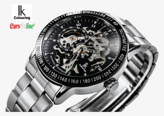 Ik Colouring Mechanical Watch Black Dial Skeleton Movement - Analog Watch