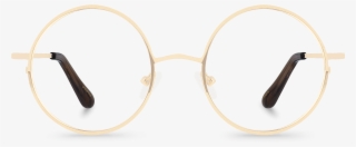 Front View Of Pedro Gold Round Glasses Made From Gold - Grandes Lunettes Rondes Dorees