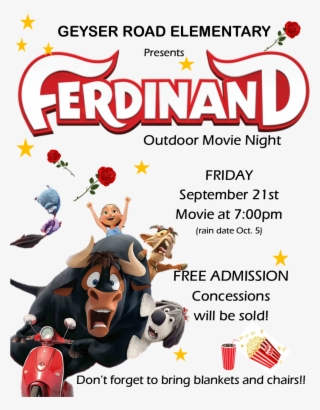 Join Us For A Movie Night Outside On The Lawn At Geyser - Ferdinand The Bull