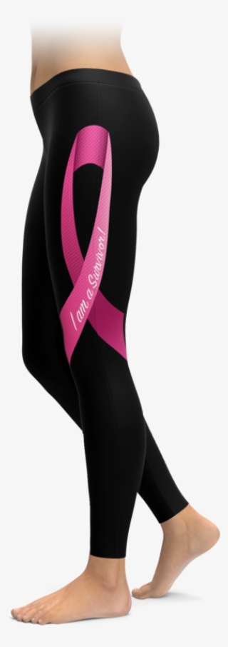 Survivor Ribbon Breast Cancer Awareness Leggings - Powered By Plants Leggings