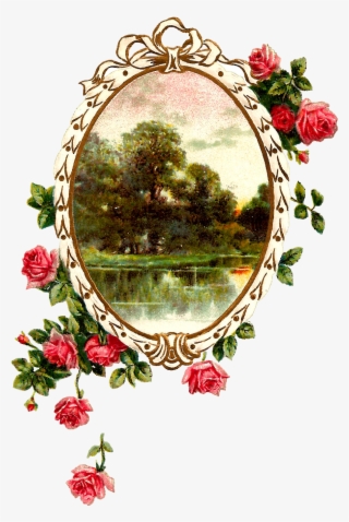 Antique Images Free Digital Printable Label And Pink - Flower Rose Frame Png