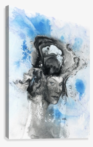 Illustration Of A Woman's Face With Splashes And Shapes