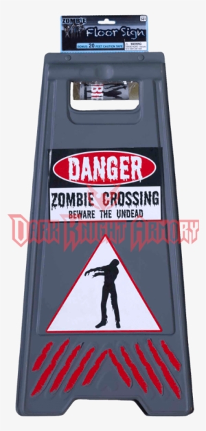 Zombie Floor Sign With Caution Tape