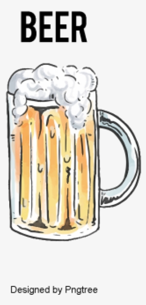 Beautiful Cartoon Hand Painted Summer Drink Beer, Aestheticism, - Beer