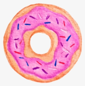 Donut Watercolor Hipster Doodle - Watercolor Painting