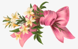 Flowers And Ribbon - Bow And Flowers