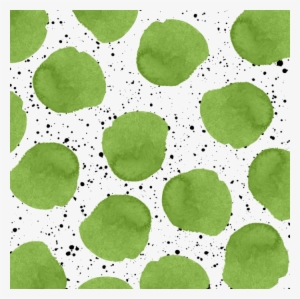 Modern Green Watercolor Polka Dots Black Brushstrokes