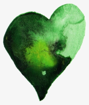 Free Download - Green Heart Water Color Png